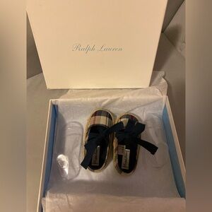 Ralph Lauren Baby Plaid Shoes - Navy and Cream